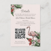 Bruidsfeest Website QR Code Roze Flamingo Informatiekaartje (Voorkant)