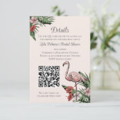 Bruidsfeest Website QR Code Roze Flamingo Informatiekaartje (Staand voorkant)