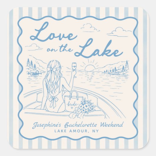 Bruidsfeest Weekend Bruiloftsfeest aan het Meer Vierkante Sticker (Voorkant)