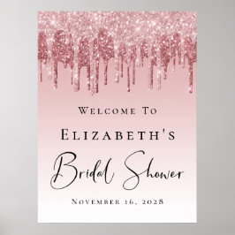 Bruidsfeest Welkom Roze Roze Goud Glitter Poster