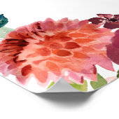 Bruidsfeest welkom rustig burgundy herfst bloemen poster (Hoek)