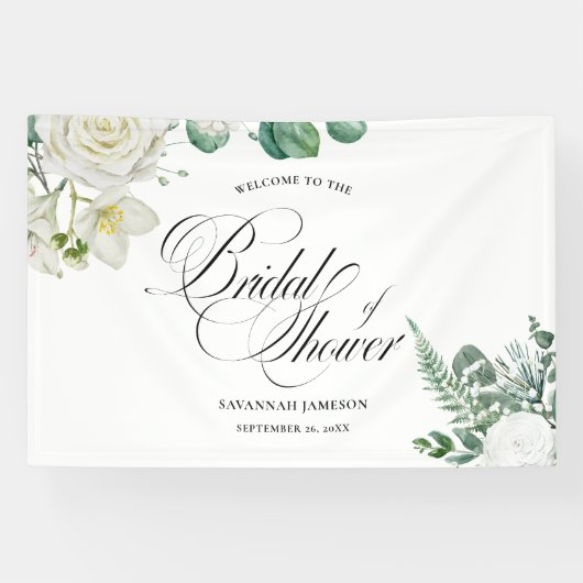 Bruidsfeest welkomstbord, eucalyptus bruid bord spandoek (Horizontaal)