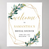 Bruidsfeest welkomstbord groene eucalyptus boho poster (Voorkant)