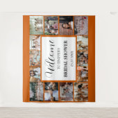 Bruidsfeest welkomstscript oranje fotocollage wandkleed (Voorkant)