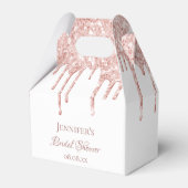 Bruidsfeest white roze gouden glinsterdruppels bedankdoosjes (Achterkant)