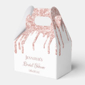 Bruidsfeest white roze gouden glinsterdruppels bedankdoosjes (Voorkant Zijde)