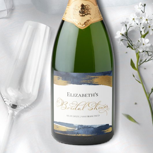 Bruidsfeest Wijnlabel | Waterverf Abstract Art Sparkling Wijnetiket