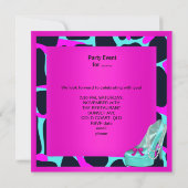 Bruidsfeest Wild Roze Turkoois Aqua Kaart (Achterkant)