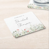 Bruidsfeest wildbloemen kartonnen onderzetters (Schuin)