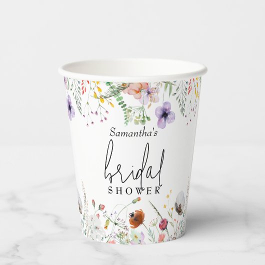 Bruidsfeest Wildbloemen Papieren Bekers (Achterkant)