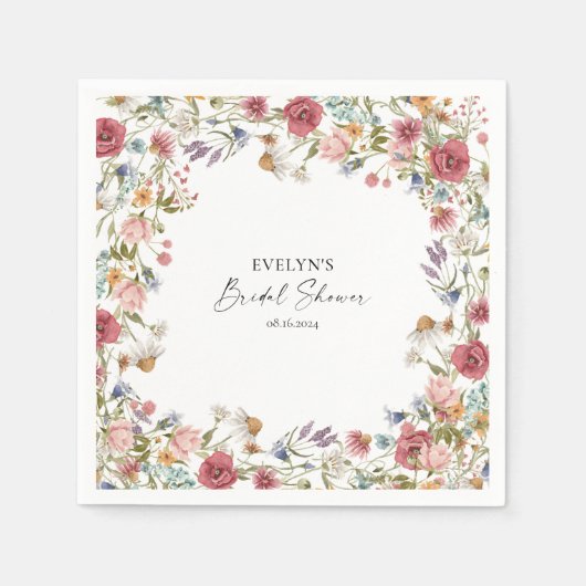 Bruidsfeest wildbloemen servet (Voorkant)