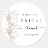 Bruidsfeest wildbloemenbloei beige ronde sticker (Voorkant)