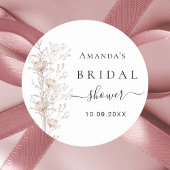 Bruidsfeest wildflower bloei beige ronde sticker