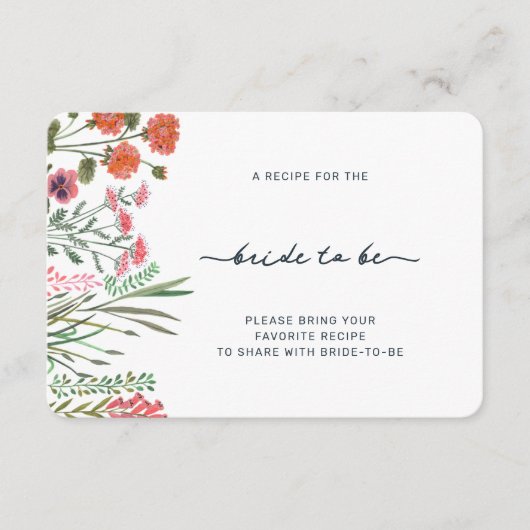 Bruidsfeest Wildflower Deel Een Recept Informatiekaartje (Voorkant)