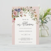 Bruidsfeest Wildflower Love in Bloom Kaart (Staand voorkant)