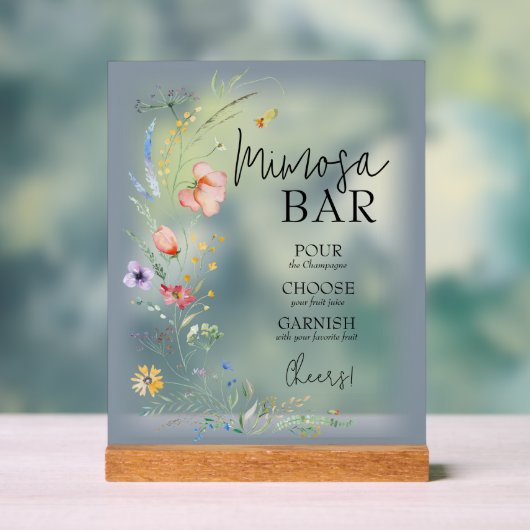 Bruidsfeest Wildflower Mimosa Bar Acryl Bord (Neutraal)