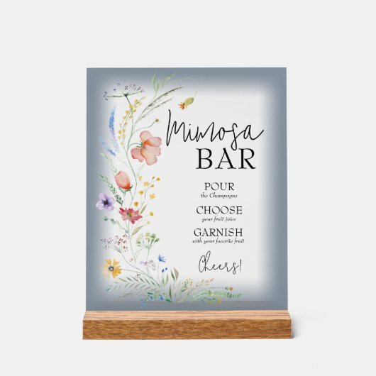 Bruidsfeest Wildflower Mimosa Bar Acryl Bord (Voorkant)