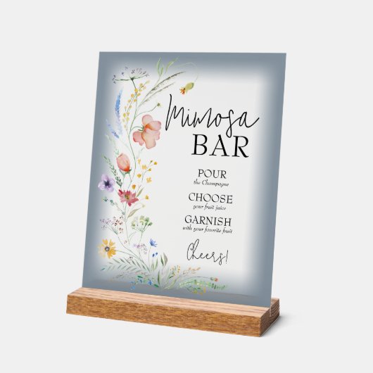 Bruidsfeest Wildflower Mimosa Bar Acryl Bord (Hoek)