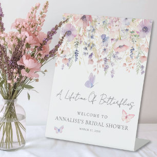 Bruidsfeest Wildflower Vlinder Welkomstbord Reclamebord Met Voetstuk
