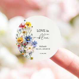 Bruidsfeest Wildflowers Love is in Bloom Ronde Sticker