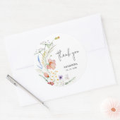 Bruidsfeest Wildflowers Ronde Sticker (Envelop)