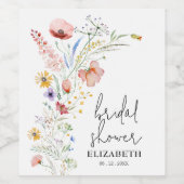 Bruidsfeest Wildflowers Wijn Etiket (Enkel label)