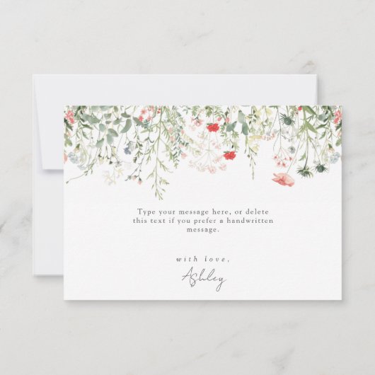 Bruidsfeest Wildflowerweide Bedankkaart (Achterkant)