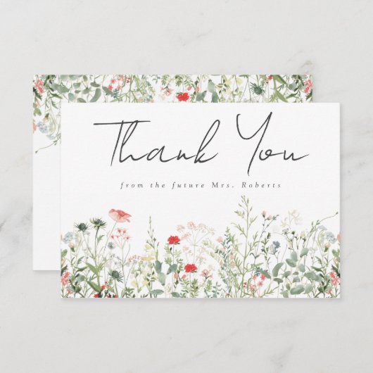 Bruidsfeest Wildflowerweide Bedankkaart (Voorkant / Achterkant)