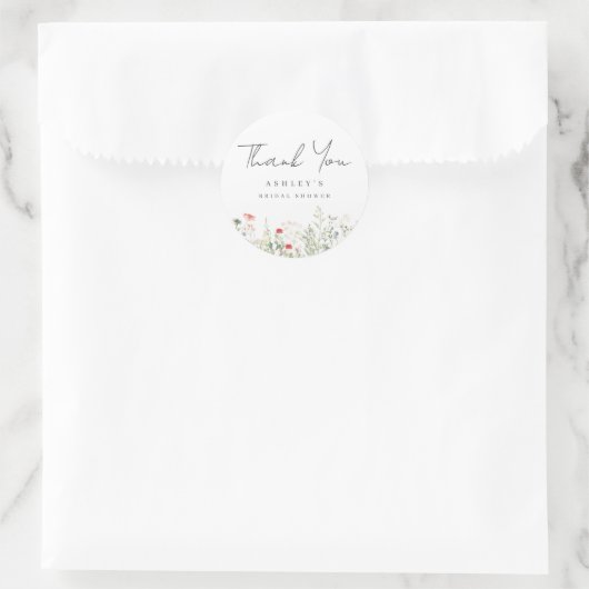 Bruidsfeest Wildflowerweide Dankjewel Ronde Sticker (Tas)