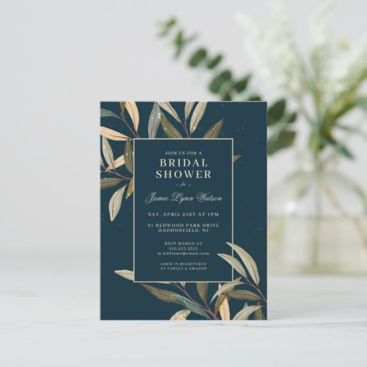 Bruidsfeest | Winterbladeren Briefkaart (Staand voorkant)