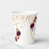 Bruidsfeest wit burgundy bloem glitters papieren bekers (Rechts)