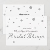 Bruidsfeest Wit Zilver Glitter Modern Kaart (Voorkant / Achterkant)