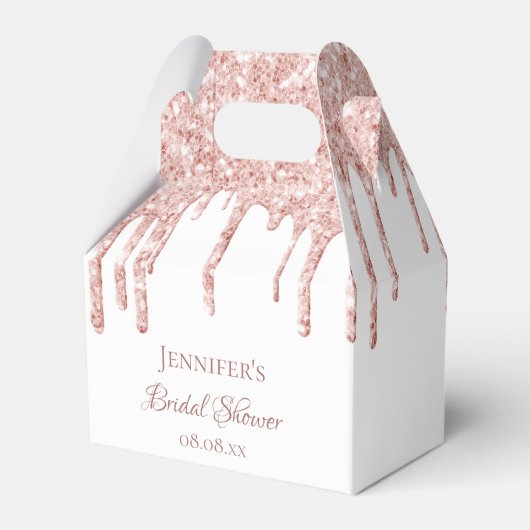 Bruidsfeest witte roos gouden glitterspetters bedankdoosjes (Voorkant Zijde)