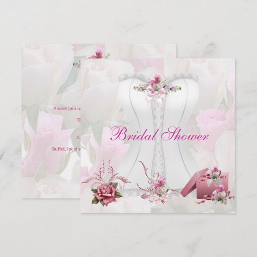 Bruidsfeest Witte Roze Corset Bloemig Kaart (Voorkant / Achterkant)