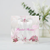 Bruidsfeest Witte Roze Corset Bloemig Kaart (Staand voorkant)