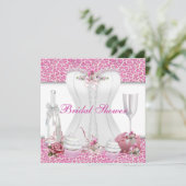 Bruidsfeest witte roze cupcakes champagne kaart (Staand voorkant)