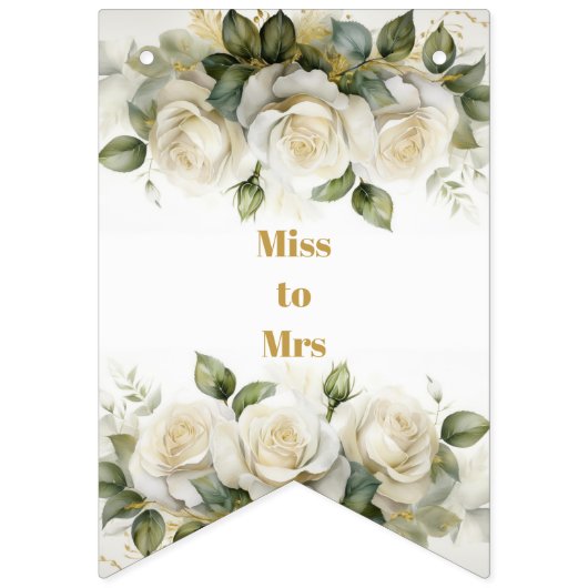 Bruidsfeest witte rozen Miss to Mrs Vlaggetjes (Zestiende vlag)