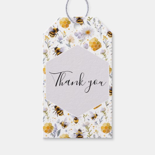 Bruidsfeest Ze heeft haar honing gevonden Dank je  Cadeaulabel (Voorkant)