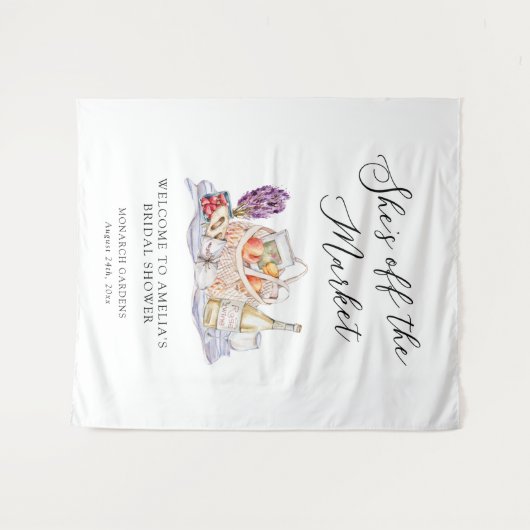 Bruidsfeest "Ze is van de Markt" Welkom Wandkleed (Voorkant (horizontaal))