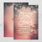 Bruidsfeest zomer strand palmbomen slingerlicht kaart (Voorkant / Achterkant)