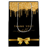 Bruidsfeest zwart goud glitter dank u cadeautje medium cadeauzakje (Achterkant)