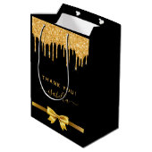 Bruidsfeest zwart goud glitter dank u cadeautje medium cadeauzakje (Achterkant Gekanteld)