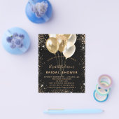 Bruidsfeest zwart goud glitters ballonnen budget flyer (Enkel)