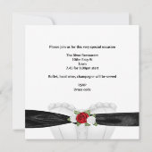 Bruidsfeest Zwart Wit Corset Rode Rozen Bloem Kaart (Achterkant)