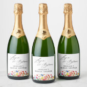 Bruidsfeestcadeau met wilde bloemen sparkling wijnetiket (Flessen)