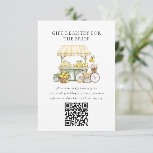 Bruidsfeestcadeau registratie Fresh Off The Market Informatiekaartje (Staand voorkant)