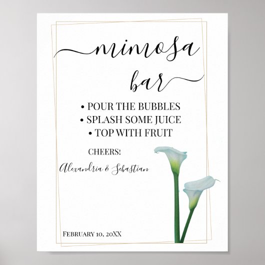Bruidsfeesteken Calla Lily Groene Mimosa Bar Poster (Voorkant)