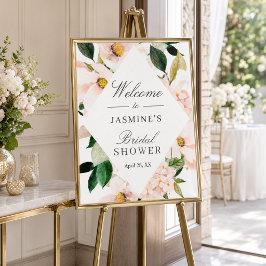 Bruidsfeesteken met Roze Hortensia Poster