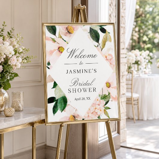 Bruidsfeesteken met Roze Hortensia Poster