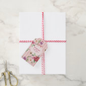 Bruidsfeestfavor met vintage bloemen en strik cadeaulabel (Met Touw)